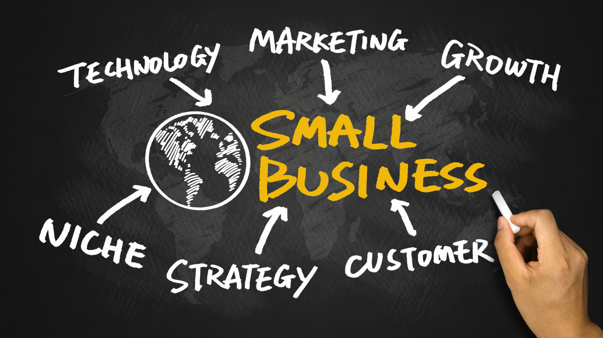 small business concept hand drawing on blackboard
